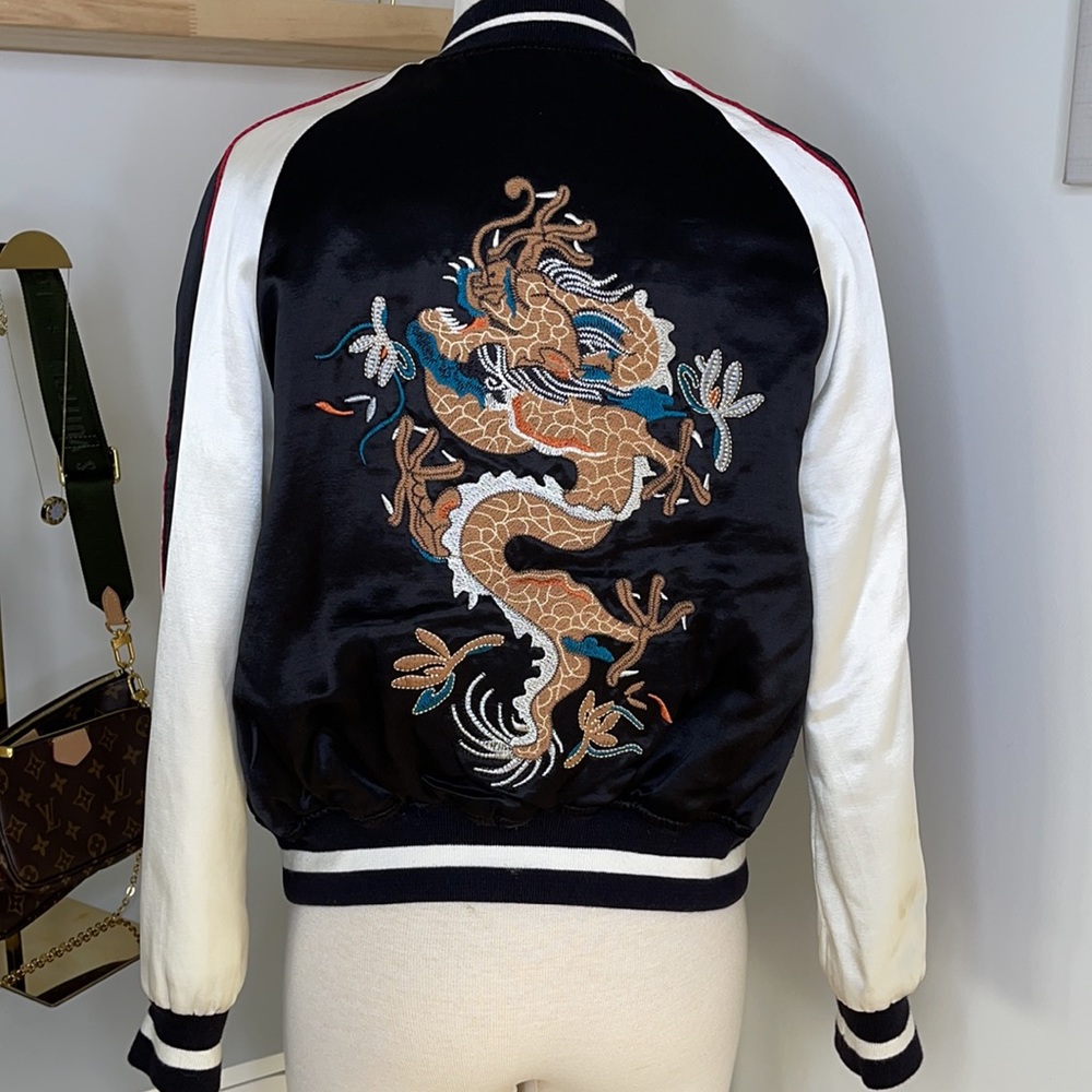 Topshop Satin Reversible Embroidered Bomber Jacket